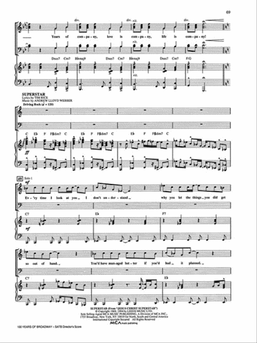 100 Years of Broadway (Medley) 4-Part scores gallery preview page 6