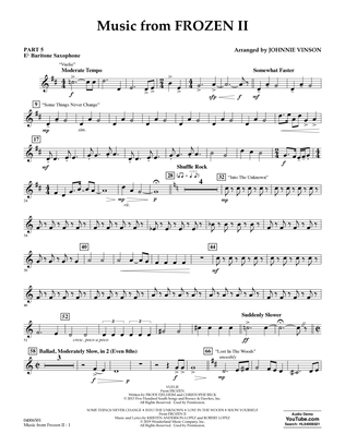 Book cover for Music from Disney's Frozen 2 (arr. Johnnie Vinson) - Pt.5 - Eb Baritone Saxophone