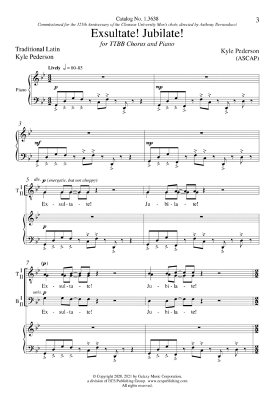 Exsultate! Jubilate! TTBB scores gallery preview page 2