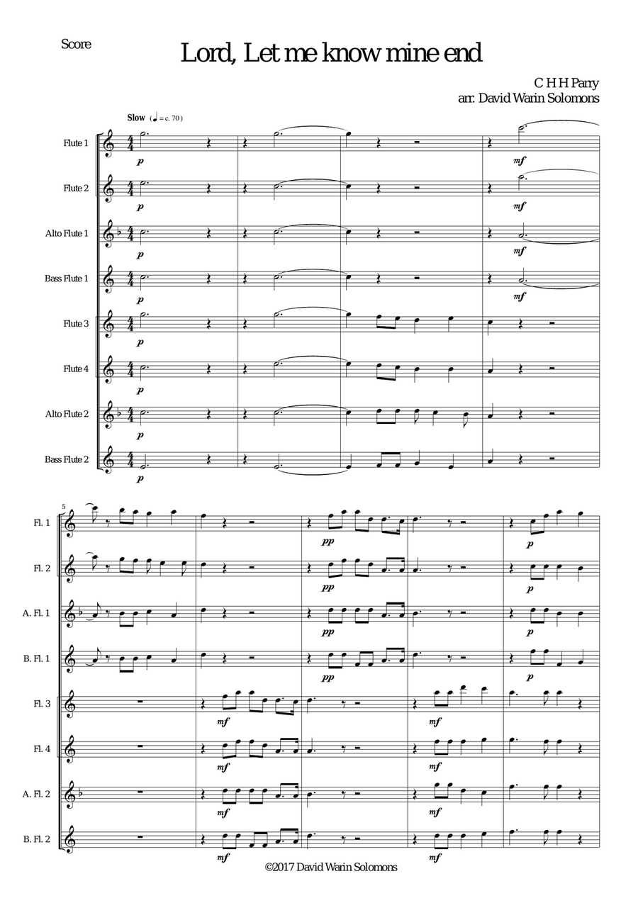 Lord, let me know mine end for flute octet or flute choir Flute Choir scores gallery preview page 1