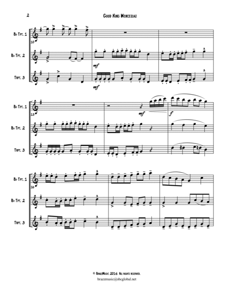 Good King Wenceslas - for Trumpet Trio image number null