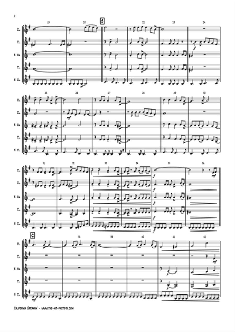 California Dreamin' Woodwind Quartet scores gallery preview page 3