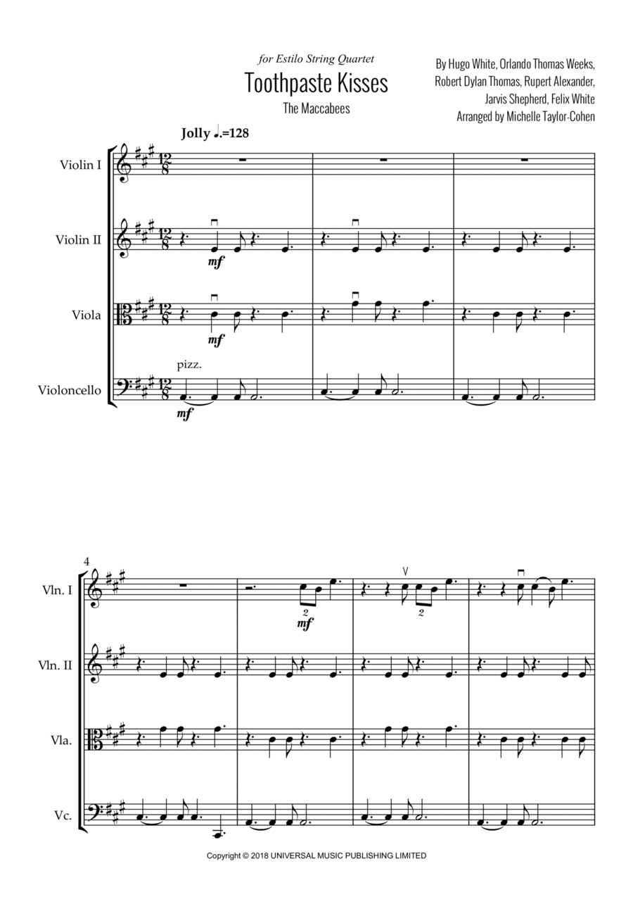 Toothpaste Kisses Toothpaste Kisses String Quartet scores gallery preview page 1