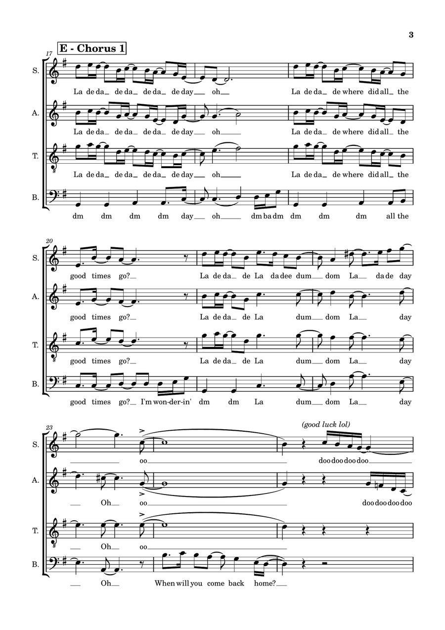 La De Da De Da De Da De Day Oh 4-Part scores gallery preview page 3