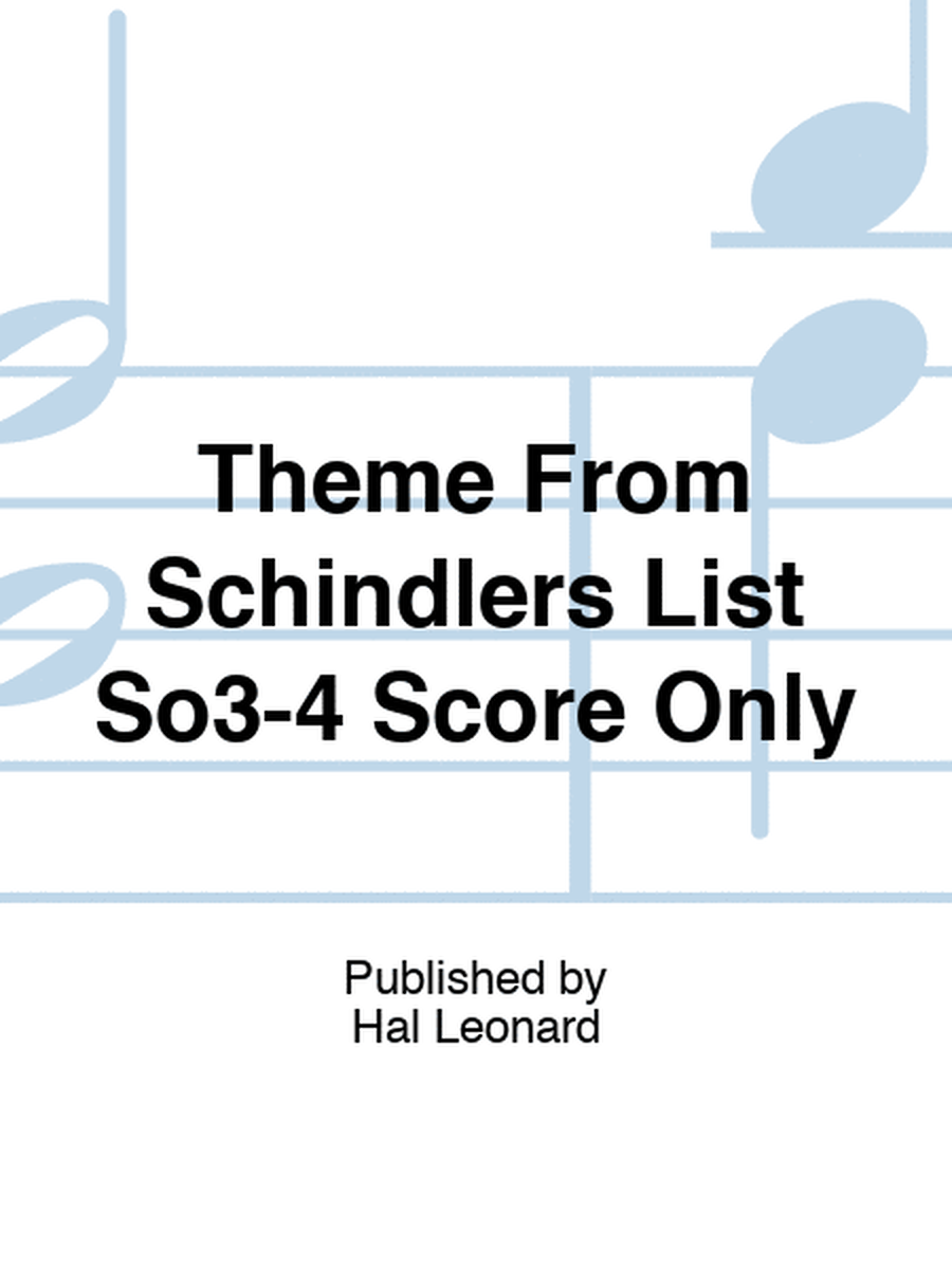 Theme From Schindlers List So3-4 Score Only