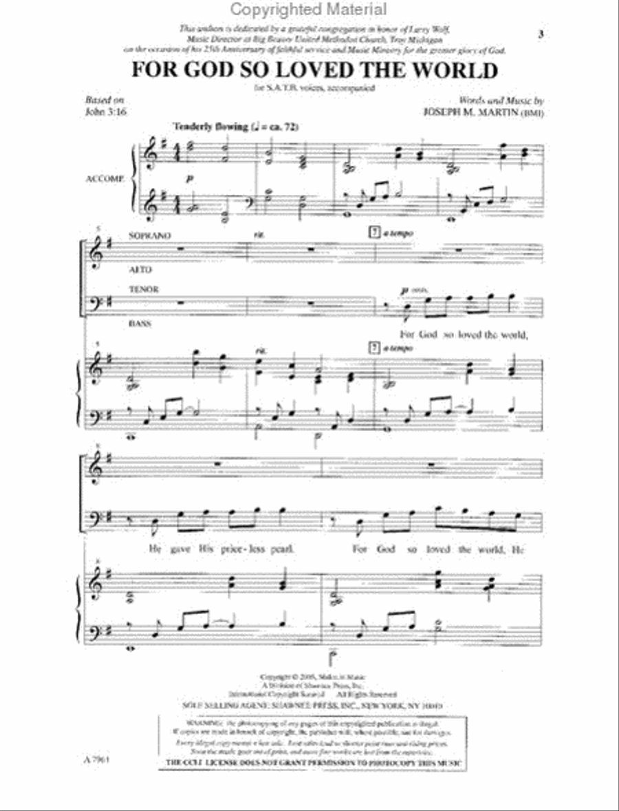 For God So Loved the World 4-Part scores gallery preview page 2