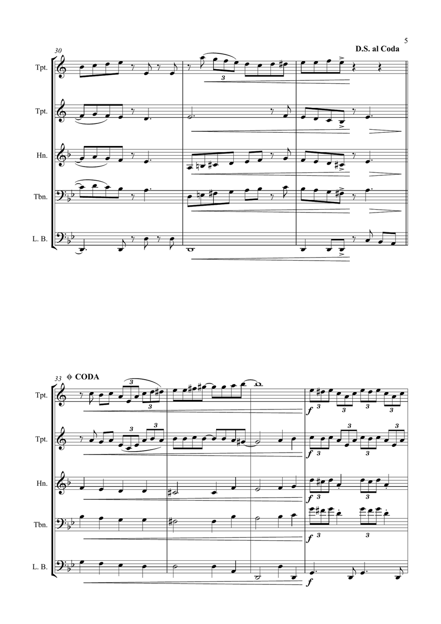 Carol of the Bells (Ukrainian Bell Carol) - Jazz Arrangement for Brass Quartet Brass Quartet scores gallery preview page 5