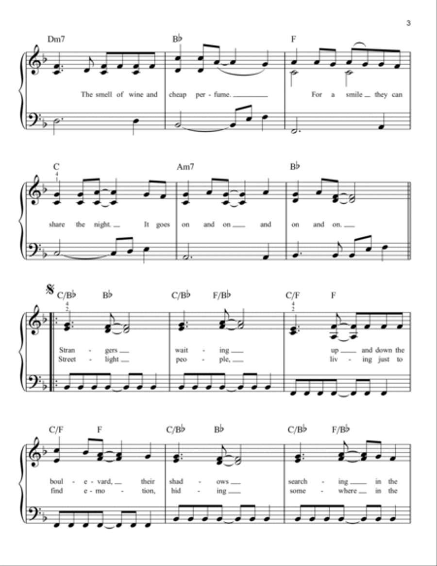 Don't Stop Believin' Easy Piano scores gallery preview page 3