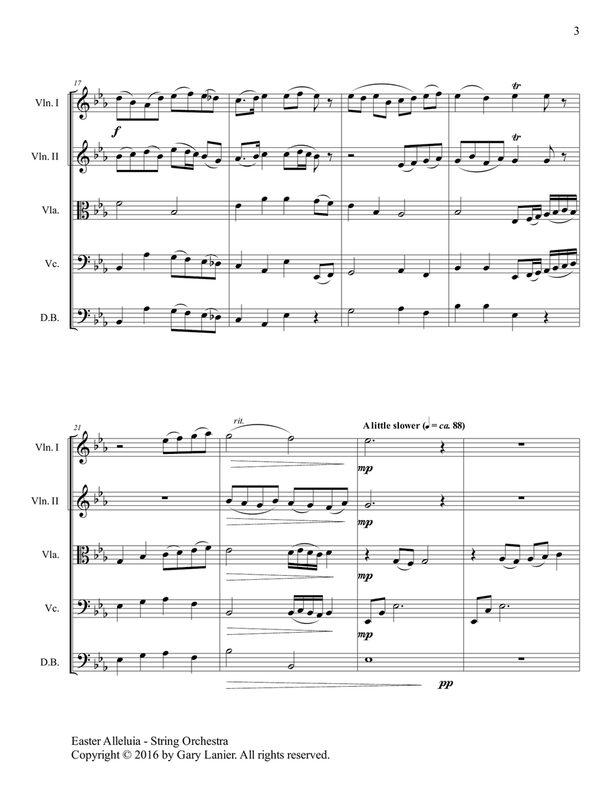 Gary Lanier: Easter Alleluia (String Orchestra medley – Score & Parts) String Orchestra scores gallery preview page 4
