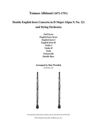 Double English horn Concerto in D Major, Op. 9 No. 12 and String Orchestra