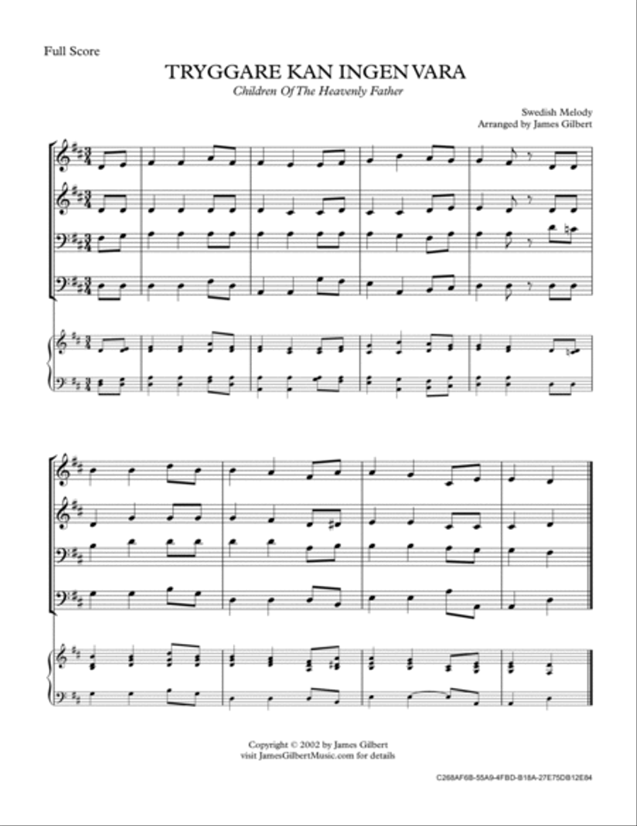 TRYGGARE KAN INGEN VARA (Children of the Heavenly Father) TRYGGARE KAN INGEN VARA (Children of the Heavenly Father) Small Ensemble scores gallery preview page 2