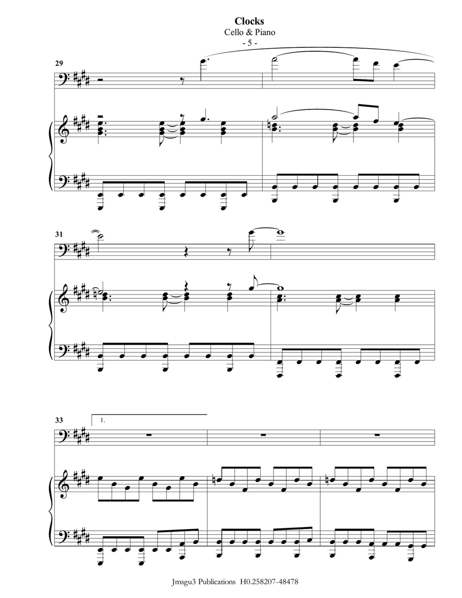Clocks Piano scores gallery preview page 5