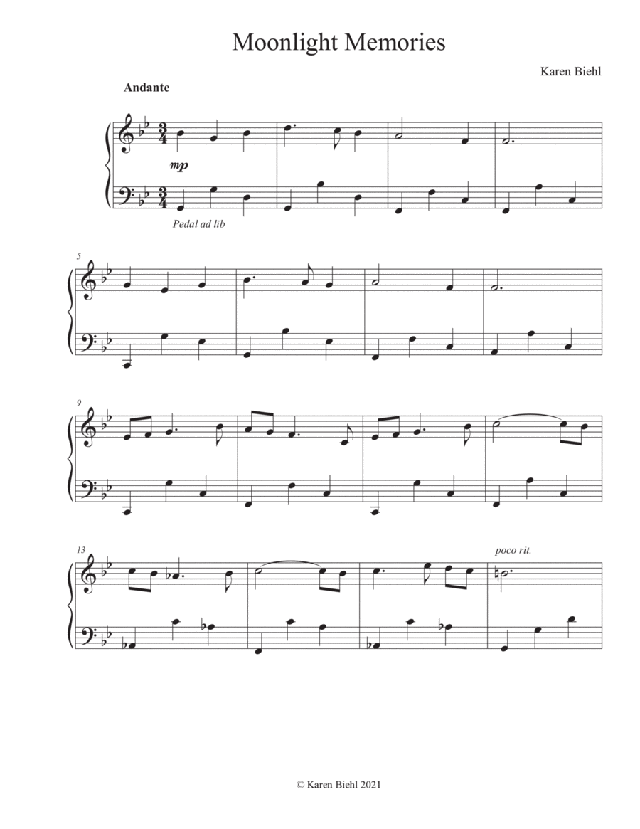 Moonlight Memories Piano Solo scores gallery preview page 1