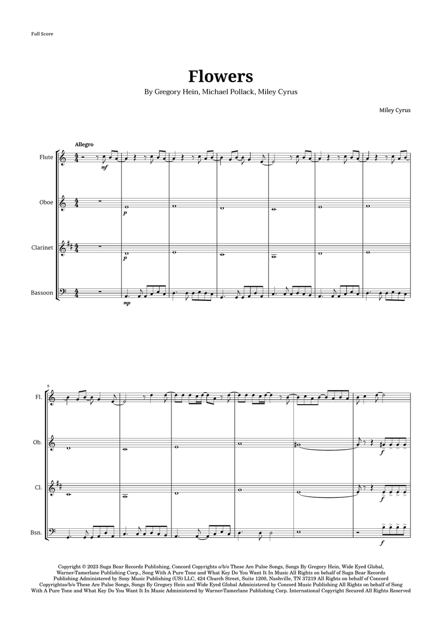 Flowers Woodwind Quartet scores gallery preview page 1