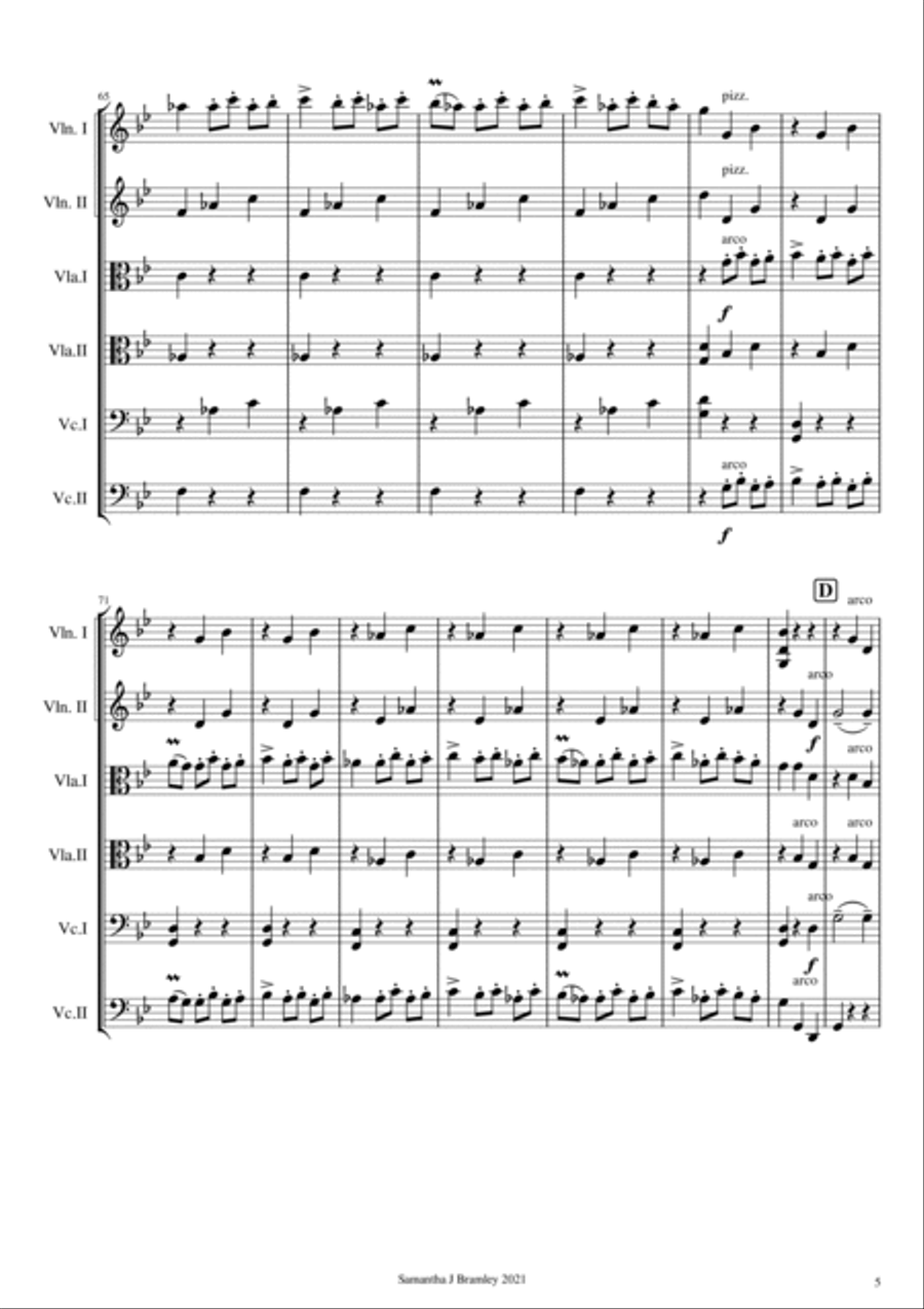 Danse Macabre by Saint-Saens (for string sextet) String Orchestra scores gallery preview page 5