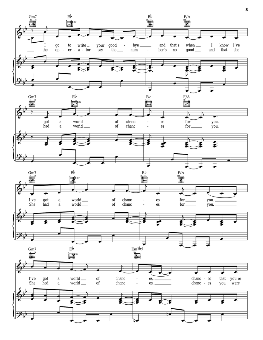 World Of Chances Piano, Vocal, Guitar scores gallery preview page 3