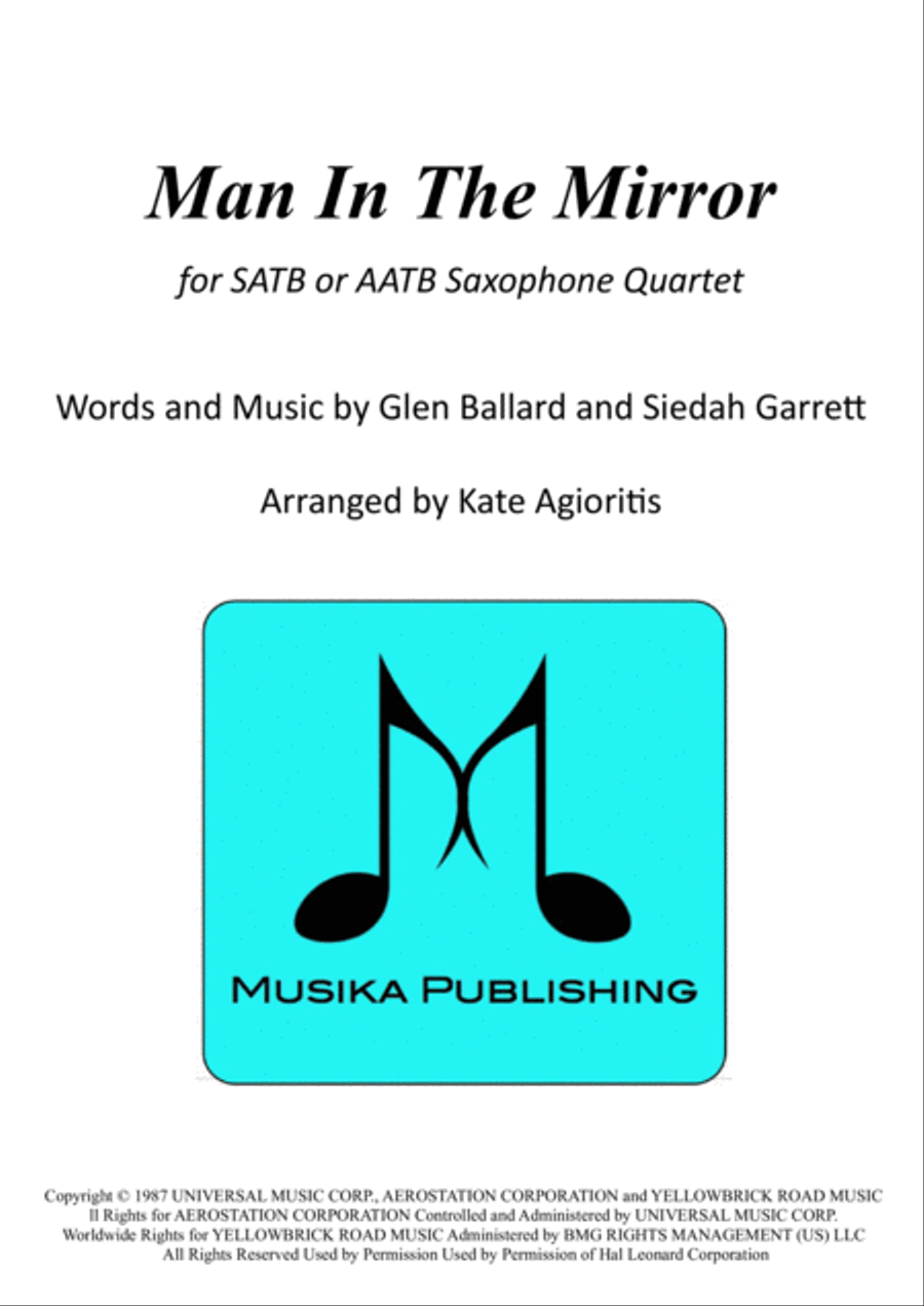 Man In The Mirror Saxophone Quartet scores gallery preview page 1