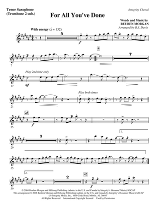For All You've Done - Bass Clarinet (Cello sub)
