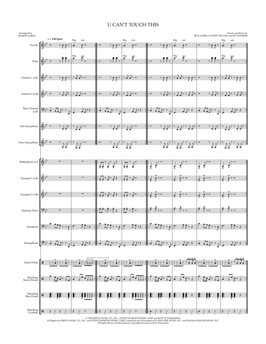 U Can't Touch This Marching Band scores gallery preview page 1