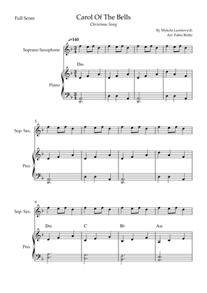 Carol Of The Bells (Christmas Song) for Soprano Saxophone Solo and Piano Accompaniment with Chords