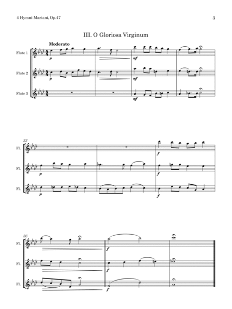 4 Hymni Mariani, Op.47 (for Flute Trio) Flute Trio scores gallery preview page 4