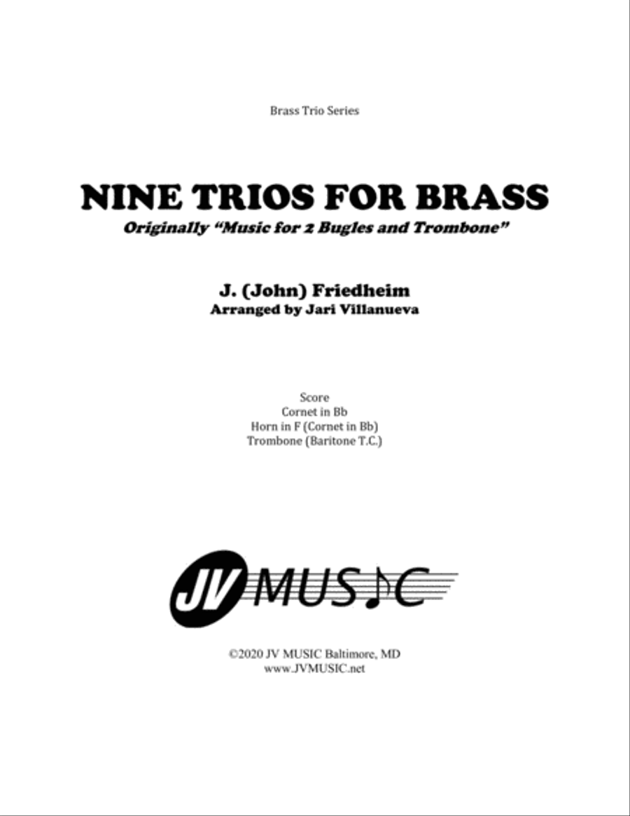 Nine Trios For Brass by J. (John) Friedheim 1836 Brass Ensemble scores gallery preview page 1
