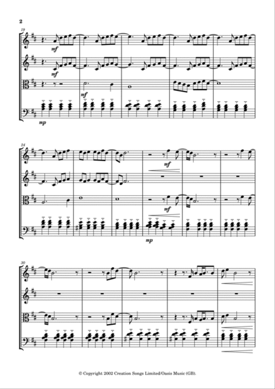 Stop Crying Your Heart Out String Quartet scores gallery preview page 2