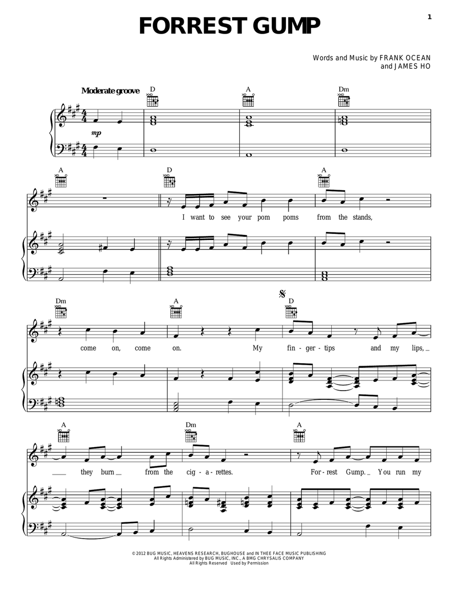 Forrest Gump Piano, Vocal, Guitar scores gallery preview page 1