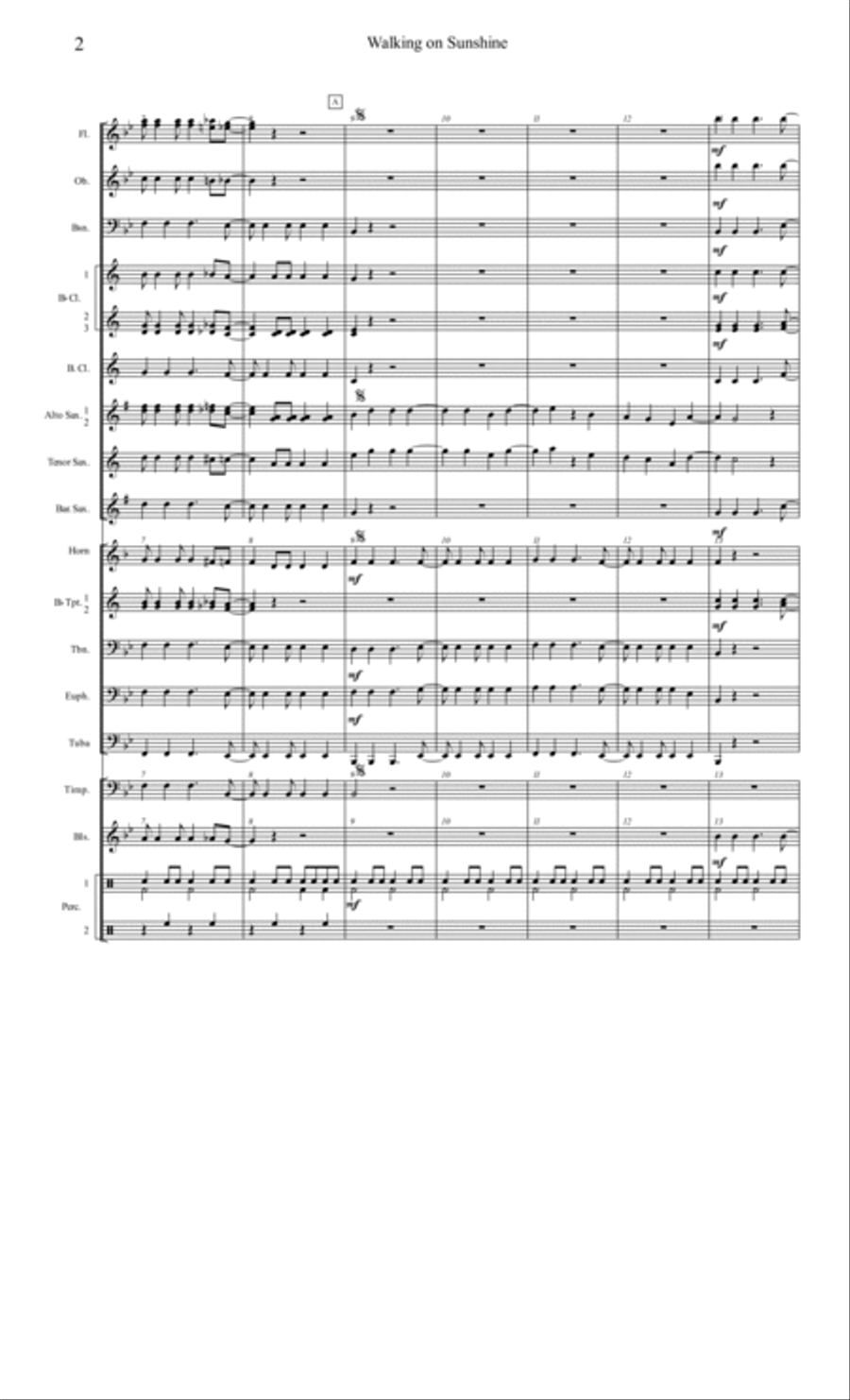 Walking On Sunshine Walking On Sunshine Concert Band scores gallery preview page 2