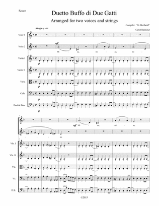 Duetto Buffo de Due Gatti arranged for two voices and string orchestra: Score