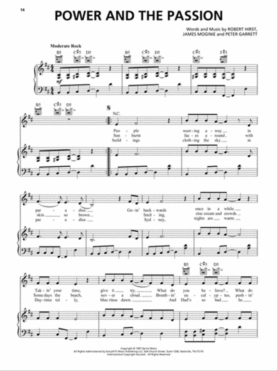 Midnight Oil - 20,000 Watt R.S.L. Piano, Vocal, Guitar scores gallery preview page 5