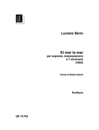 Book cover for El Mar La Mar, Full Score