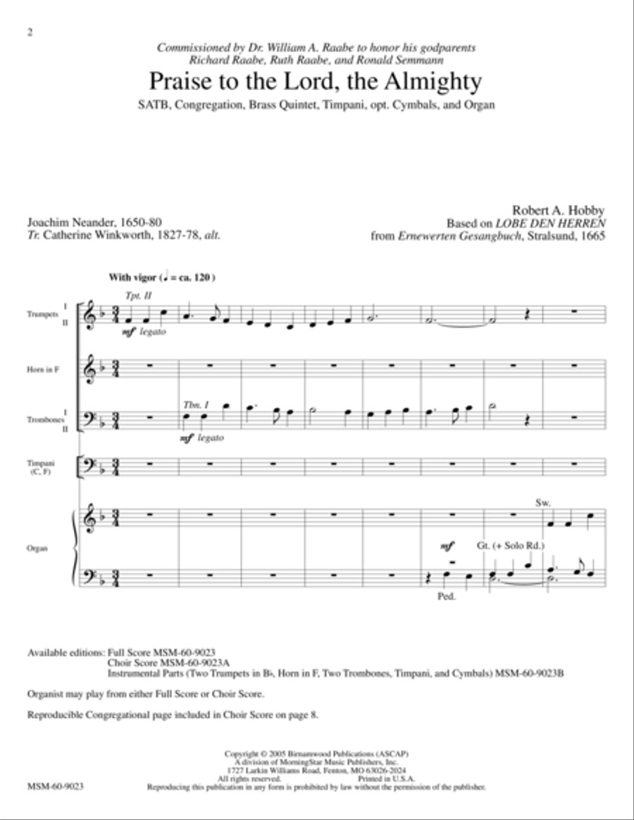 Praise to the Lord, the Almighty Choir scores gallery preview page 1