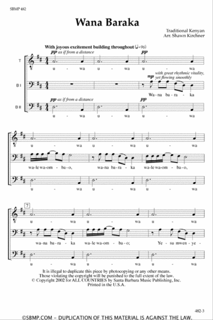 Wana Baraka - SSATBB Octavo A Cappella scores gallery preview page 2