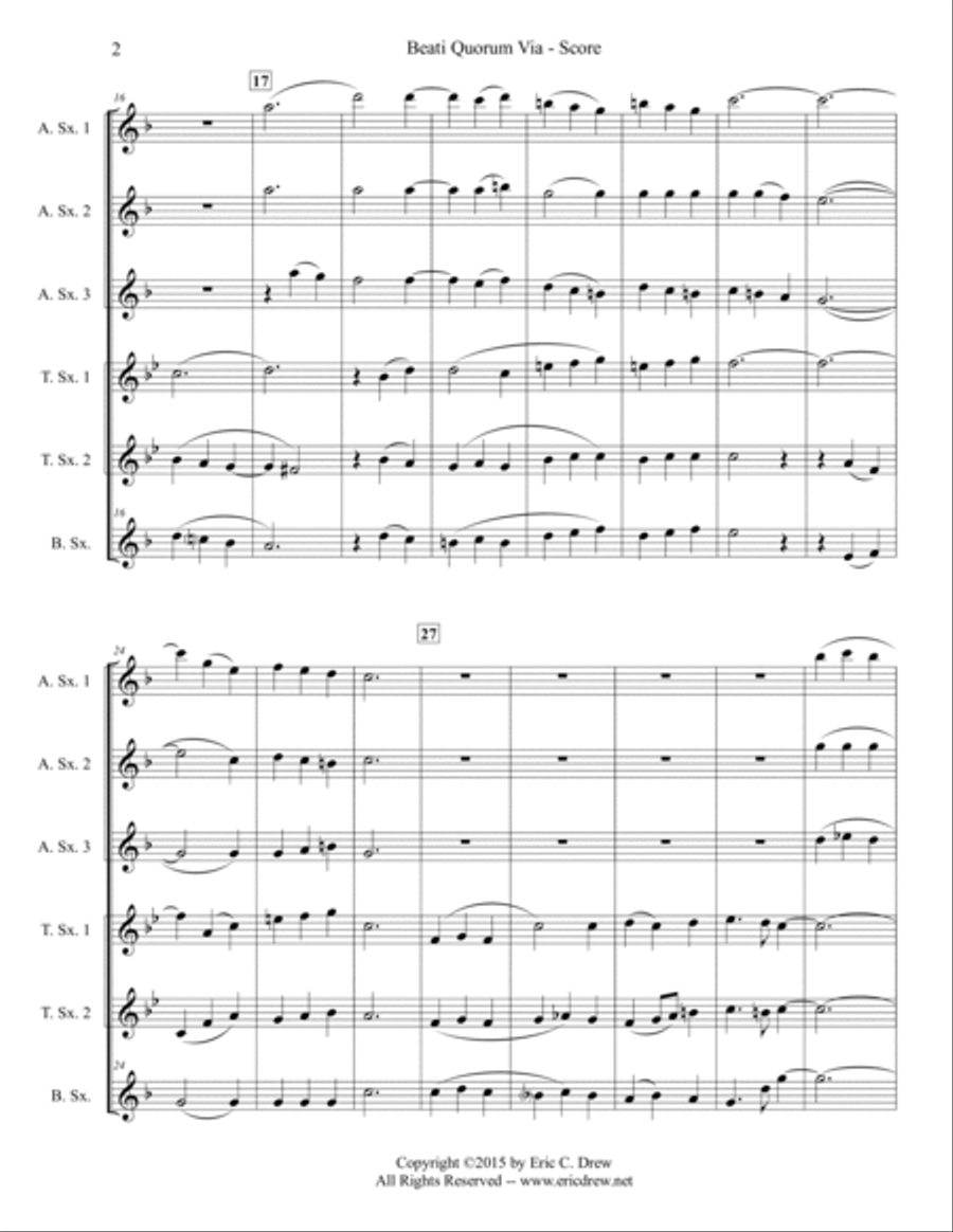 Beati Quorum Via (for Saxophone Choir) Woodwind Ensemble scores gallery preview page 2
