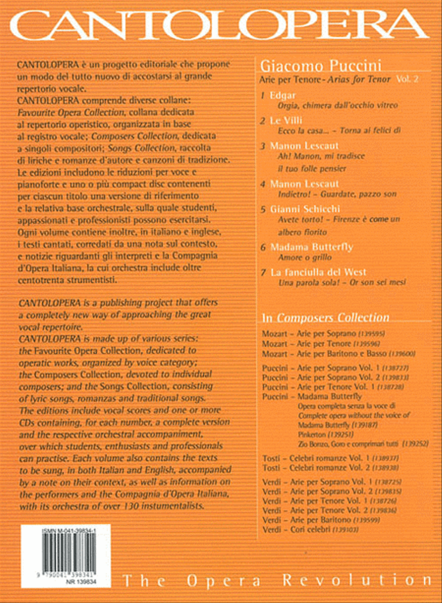Cantolopera: Puccini Arias for Tenor Volume 2 Voice Solo scores gallery preview page 2