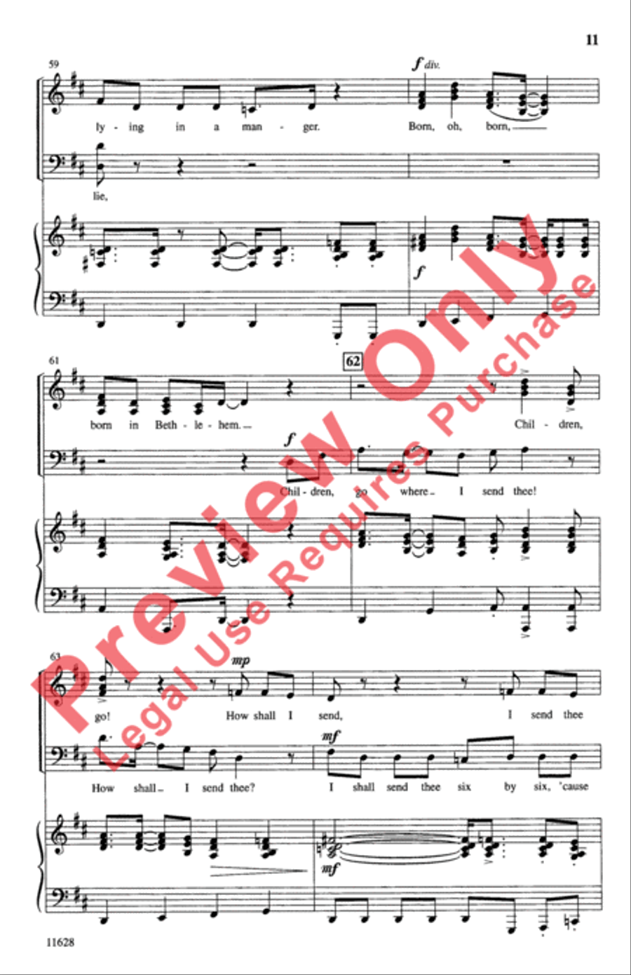 Children, Go Where I Send Thee 4-Part scores gallery preview page 11