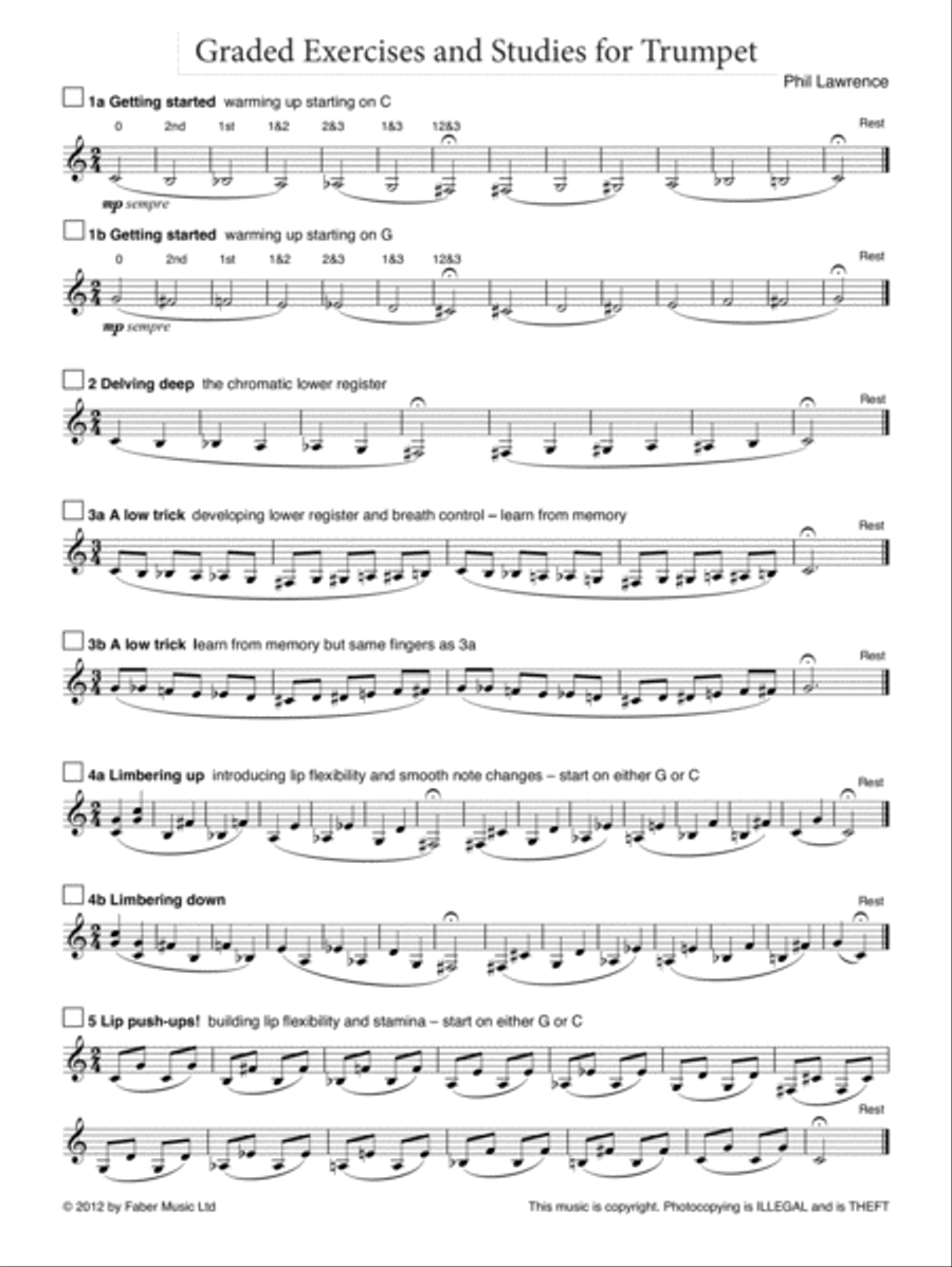 Graded Exercises for Trumpet and Other Valved Brass Instruments Cornet scores gallery preview page 2