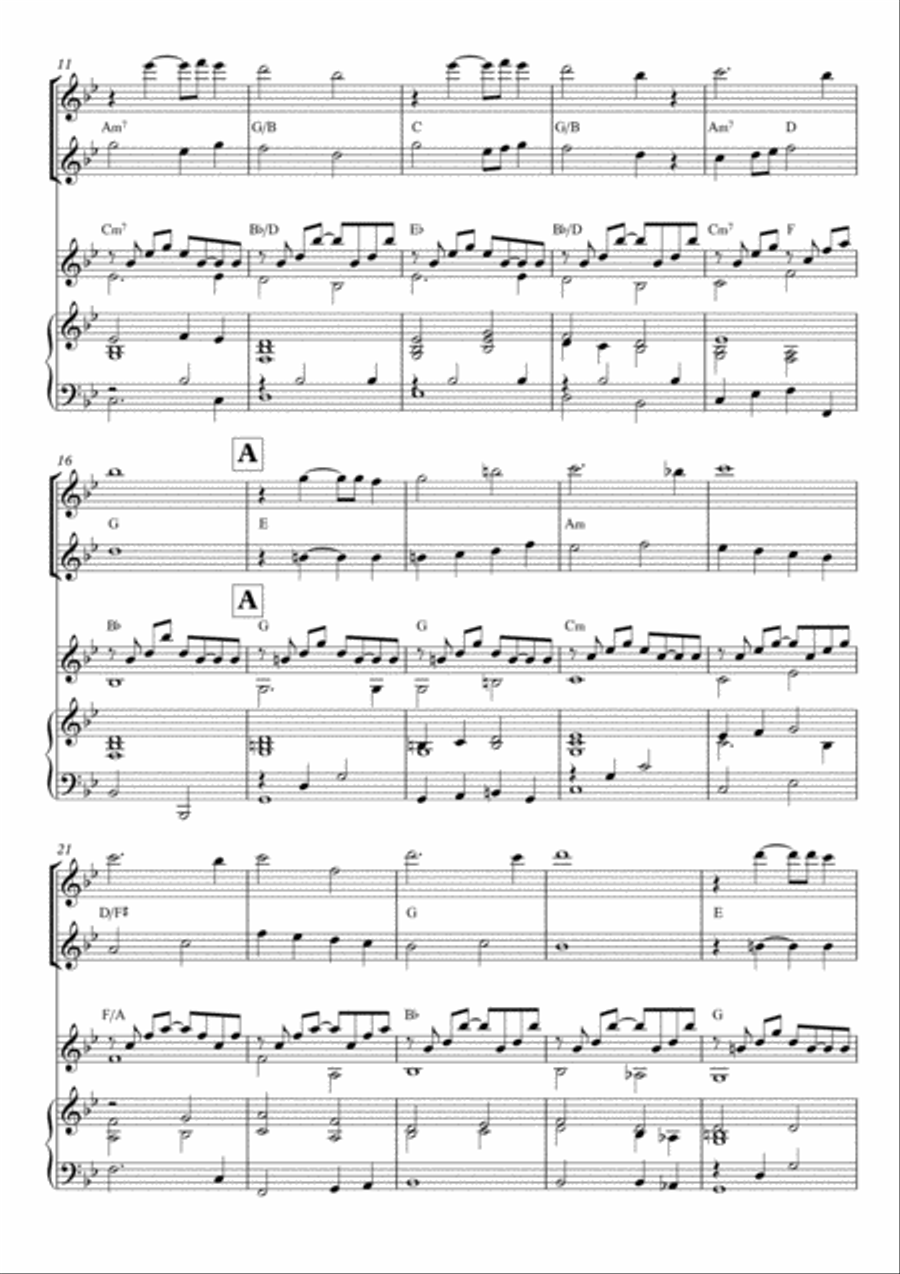 Melodious Instrumental Interlude 1'58 in B flat for 2 flutes, guitar and/or piano by Simon Peberdy image number null