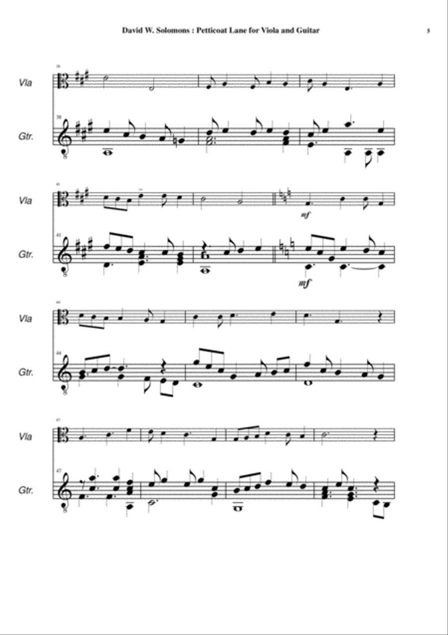 David Warin Solomons: Petticoat Lane for viola and guitar String Duet scores gallery preview page 5