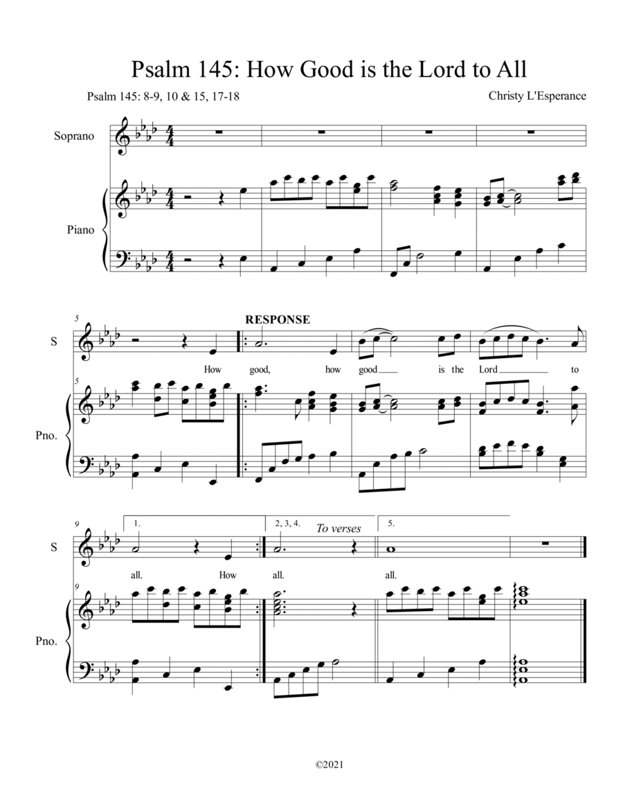 Psalm 145: How Good is the Lord to All Voice scores gallery preview page 1