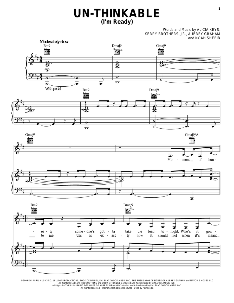 Un-Thinkable (I'm Ready) Piano, Vocal, Guitar scores gallery preview page 1