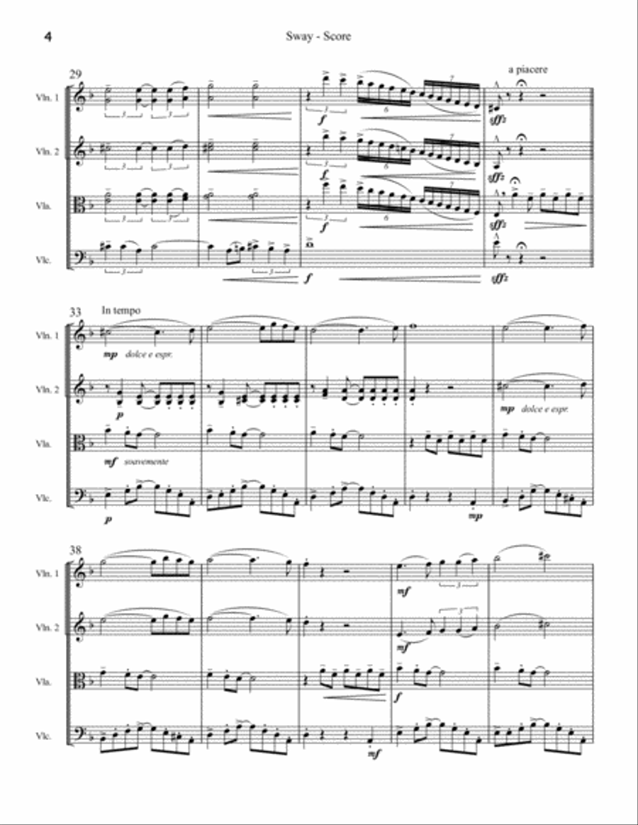 Sway (Quien Sera) String Quartet scores gallery preview page 4
