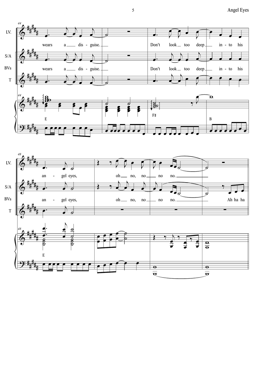 Angel Eyes Piano, Vocal scores gallery preview page 5