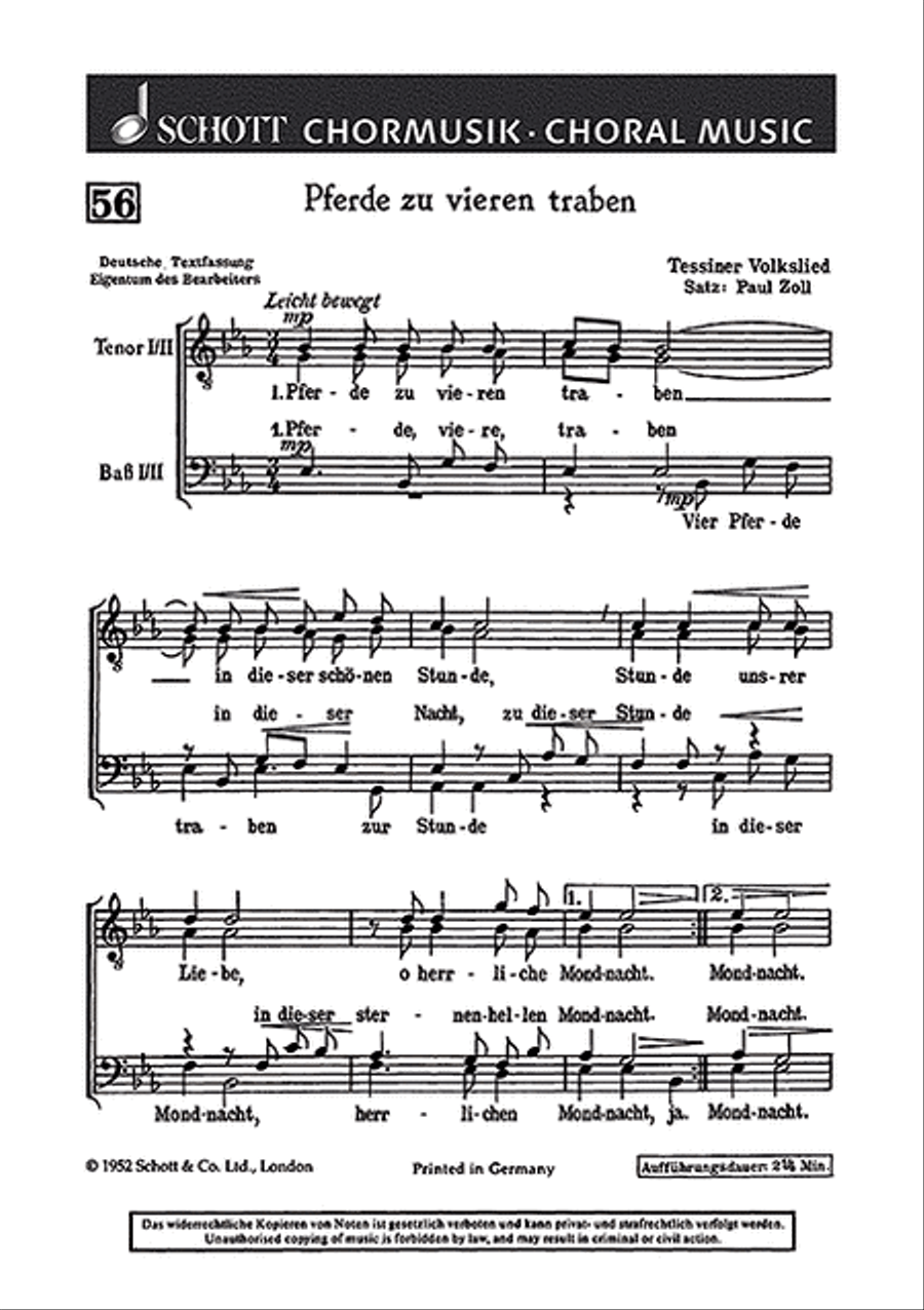 Pferde zu vieren traben TTBB scores gallery preview page 1