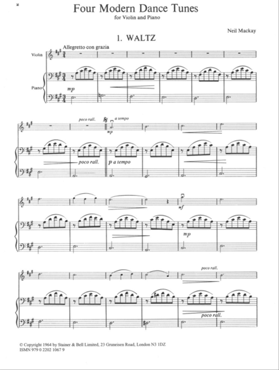 Four Modern Dance Tunes: Violin part and Piano part Violin Solo scores gallery preview page 2