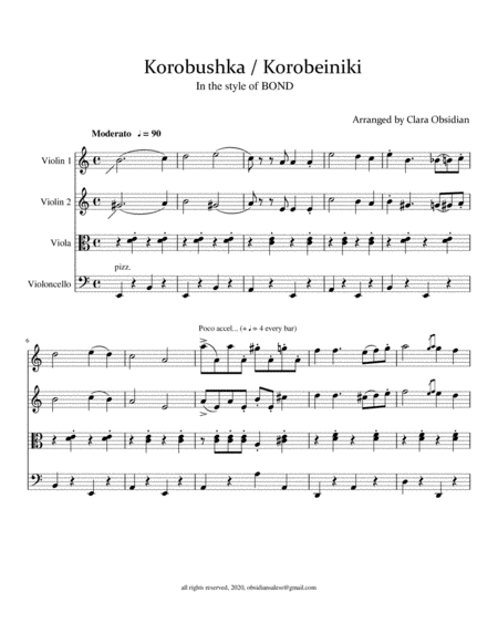 Korobushka/ Korobeiniki (in the Style of BOND for String Quartet) image number null