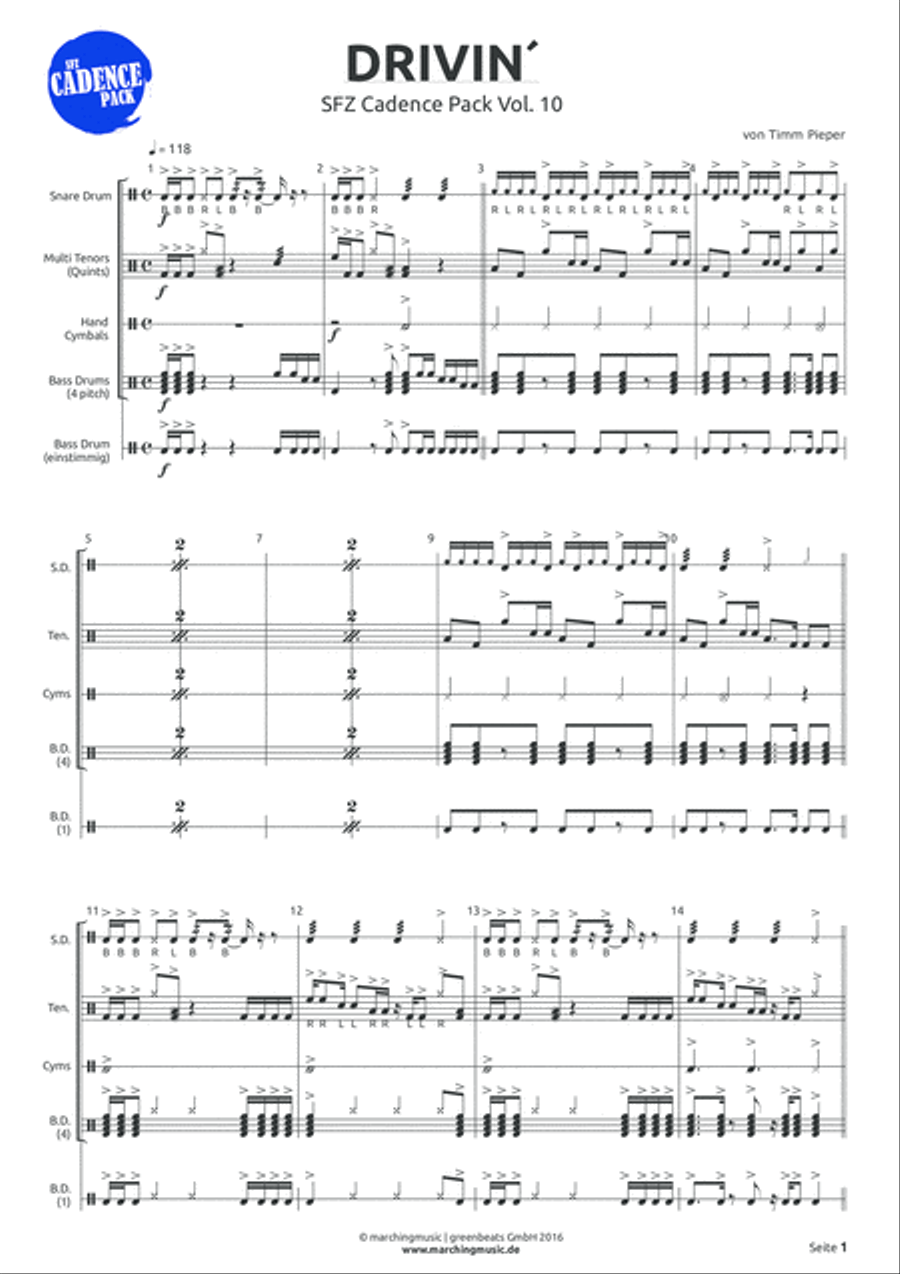 DRIVIN´ (Street Cadence) Marching Band scores gallery preview page 2