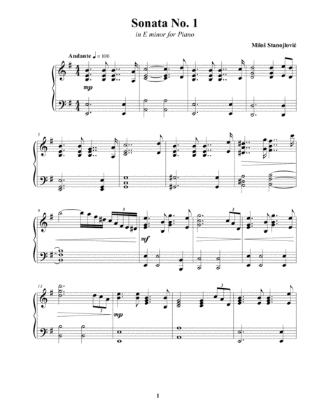 Sonata No1 in E minor for Piano image number null