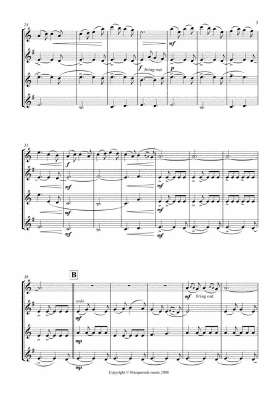 Kayleigh in Killarney SATB Saxophone Quartet (with optional Alto 2 / Tenor 2 Quintet part) Saxophone Quartet scores gallery preview page 3